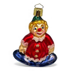 Vintage CHRISTBORN German Blown Glass Clown Ornament Hand Painted Germany Circus